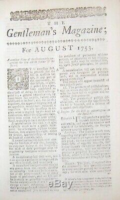 1753 GENTLEMAN'S MAGAZINE August JEWS BILL ANTI-SEMITISM COLUMBIA UNIVERSITY