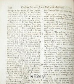 1753 GENTLEMAN'S MAGAZINE August JEWS BILL ANTI-SEMITISM COLUMBIA UNIVERSITY