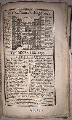 1753, GENTLEMAN'S MAGAZINE, JANUARY DECEMBER, by SYLVANUS URBAN, PLATES