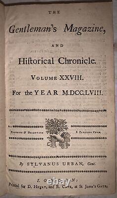 1758, Gentleman's Magazine & Historical Chronicle, Vol Xxviii, Sylvanus Urban