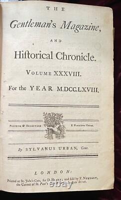 1768 Gentleman's Magazine Stamp Act Benjamin Franklin John Hancock Armadillo