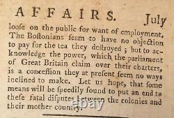 1774 LONDON MAGAZINE July BOSTON TEA PARTY REVOLUTIONARY WAR SLAVERY LIBERTY