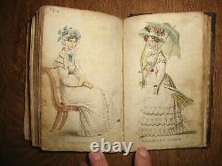 1826 Ladies Pocket Magazine Miniature Leather Book, Color Plates, Before Godey's