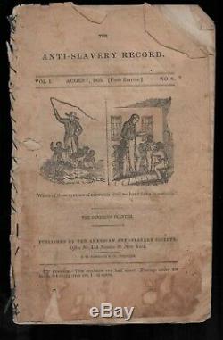 1835 original The Anti-Slavery Record Vol 1, No 8 August abolitionist slave