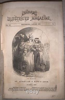 1858, Graham's Illustrated Magazine, Vol 52 & 53, Jan-dec, Hand Colored Plates