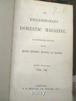 1863 ENGLISH WOMAN domestic magazine 12 hand COLOUR FASHION PLTS englishwomans