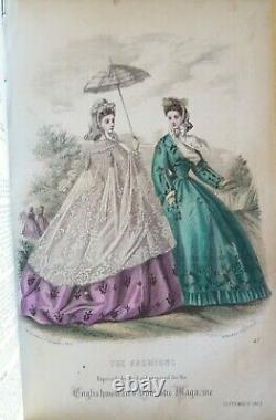 1863 ENGLISH WOMAN domestic magazine 12 hand COLOUR FASHION PLTS englishwomans