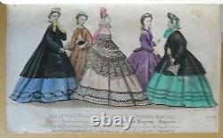 1863 ENGLISH WOMAN domestic magazine 12 hand COLOUR FASHION PLTS englishwomans