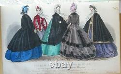 1863 ENGLISH WOMAN domestic magazine 12 hand COLOUR FASHION PLTS englishwomans