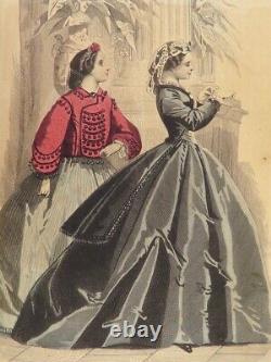 1864 Civil War FASHION Dresses Clothing Hairstyles Craft ART Peterson's Magazine