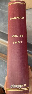 1866-1867 Harpers New Monthly Magazine XXXIV Vol. 34 Dec-May Mark Twain