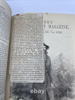 1866-1867 Harpers New Monthly Magazine XXXIV Vol. 34 Dec-May Mark Twain L2,4