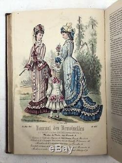 1876 Journal des demoiselles fashion hand coloured plates Victorian magazine