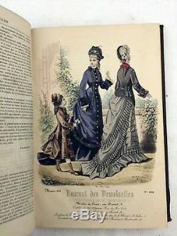 1876 Journal des demoiselles fashion hand coloured plates Victorian magazine