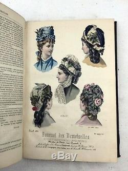 1876 Journal des demoiselles fashion hand coloured plates Victorian magazine