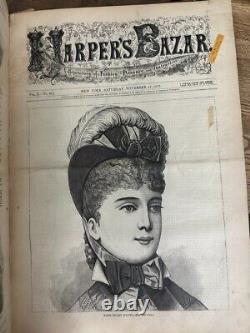 1877 Harper's Bazar Magazines Bound Vol. X-July to December News, Fashion