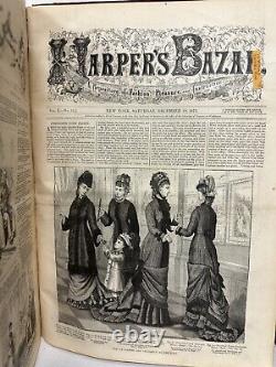 1877 Harper's Bazar Magazines Bound Vol. X-July to December News, Fashion