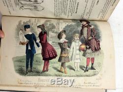 1883 Journal des demoiselles fashion hand coloured plates Victorian magazine