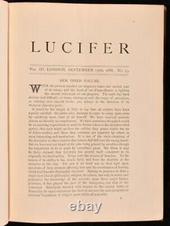 1888-1889 Lucifer A Theosophical Magazine Volume III First Edition Scarce Hel