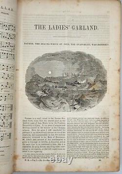 1st edition 1844-The Ladies Garland and family magazine. W full color engravings