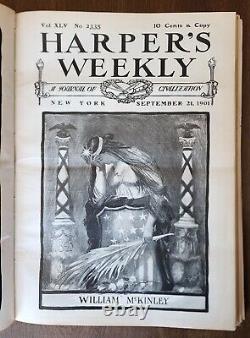 2 Bound 1901 Harpers Weekly + Mail & Express Illustrated Saturday Magazine