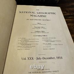 6 Antique 1916/17/18 NATIONAL GEOGRAPHIC MAGAZINE -Partial Leather -Illustrated