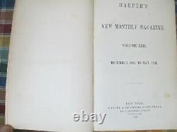 (7) Vintage Harper's New Monthly Magazine Compilation Books 1860 1865
