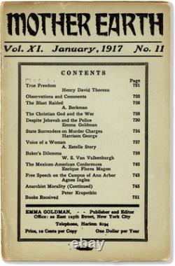 ANARCHISM / Mother Earth Monthly Magazine Devoted to Social Science 1st Edition