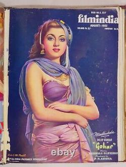 BIND OF 12 RARE BOLLYWOOD VINTAGE FILMINDIA MAGAZINE 1951 complete year