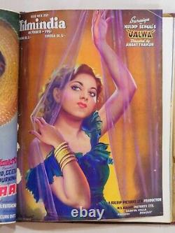 BIND OF 12 RARE BOLLYWOOD VINTAGE FILMINDIA MAGAZINE 1951 complete year