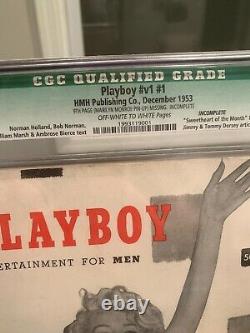 CGC 5.0 DECEMBER 1953 PLAYBOY #1 HUGH HEFNER & MARILYN MONROE Missing Centerfold