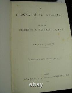 GEOGRAPHICAL MAGAZINE 1874/RARE 1st Edition/101 FOLDOUT WORLD MAPS/FINE LEATHER