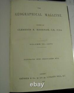 GEOGRAPHICAL MAGAZINE 1874/RARE 1st Edition/101 FOLDOUT WORLD MAPS/FINE LEATHER