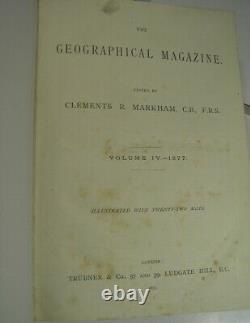 GEOGRAPHICAL MAGAZINE 1874/RARE 1st Edition/101 FOLDOUT WORLD MAPS/FINE LEATHER