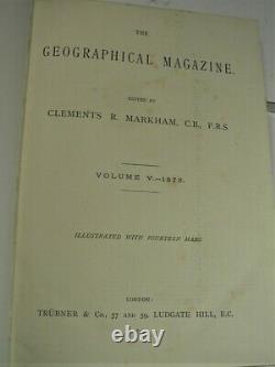 GEOGRAPHICAL MAGAZINE 1874/RARE 1st Edition/101 FOLDOUT WORLD MAPS/FINE LEATHER