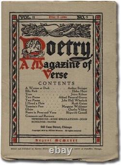 Joyce KILMER / Poetry A Magazine of Verse August 1913 First Edition