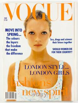 KATE MOSS 1st Vogue magazine CORINNE DAY David Sims BIBA March 1993 vtg BRITISH