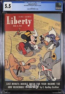 Liberty Magazine 1942 CGC 5.5 Pop 1 Highest Graded Rare Walt Disney Newsstand