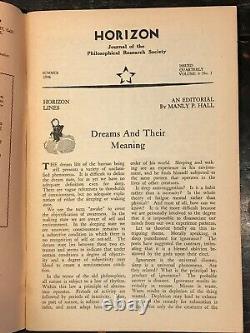 MANLY P. HALL HORIZON JOURNAL Full YEAR, 4 ISSUES, 1946 PHILOSOPHY OCCULT