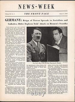 Newsweek Magazine August 3 1935 Pre-WWII Hitler's Nazi Party Julius Streicher