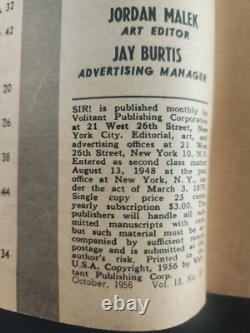 October 1956 Sir! Magazine Iconic Marilyn Monroe Cover Very Rare, Vintage Fine