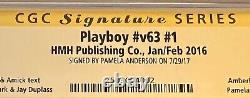 Playboy V63 #1 Jan/feb 2016. Cgc Ss 9.8. Signed Pamela Anderson. Pam Cover