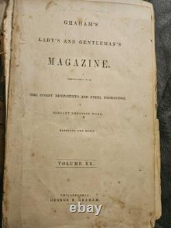RARE 1842 Grahams Lady's & Gentlemans magazine with Edgar A. Poe & H. Longfellow