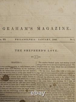 RARE 1842 Grahams Lady's & Gentlemans magazine with Edgar A. Poe & H. Longfellow
