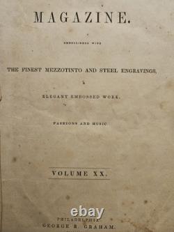 RARE 1842 Grahams Lady's & Gentlemans magazine with Edgar A. Poe & H. Longfellow