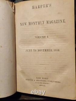 RARE 1850 Harper's New Monthly Magazine Volume I FREE SHIPPING