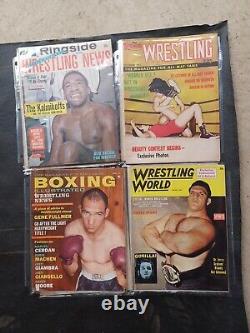 RARE Vintage Wrestling And Boxing MAGAZINE LOT OF 40