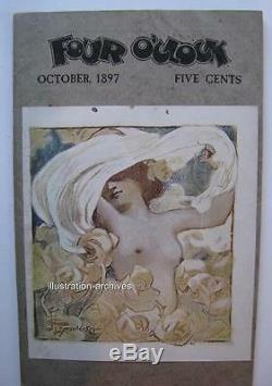 Rare 1898 Four O' Clock Magazine Tipped On Art Nouveau Color Plate Leyendecker