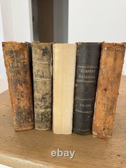Rare Antique Harper's New Monthly Magazine Bound Volumes (5 Books) -19th Century