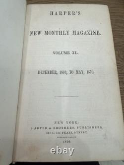 Rare Antique Harper's New Monthly Magazine Bound Volumes (5 Books) -19th Century